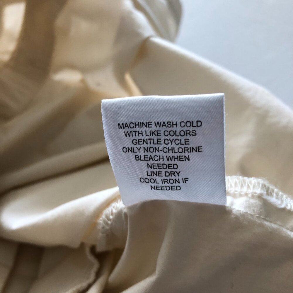 Le' AL.X Women Cream Beige Midi Dress Shirt Size L Large Cotton Long Sleeves - Picture 10 of 10